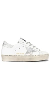 Golden Goose Hi Star Embossed Leather Low-top Sneakers In White & Shiny