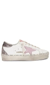 Golden Goose Unisex Hi Star Lace Up Sneakers In White  Antique Pink  & Cinder