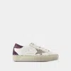 Golden Goose Women's Hi Star Sneaker With Purple/silver Glitter In White