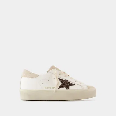 Golden Goose Hi Star White Leather Sneakers In Whitebeige