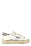 Golden Goose 'hi Star' White Low Top Sneakers With Laminated Star Patch On The Side