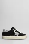 Golden Goose Hi Star Suede Sneakers With Glittered Star And Heel Tab In Black