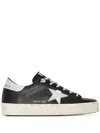 Golden Goose Deluxe Brand Black Sneakers With Iconic Star Design And Glitter Accents In Black