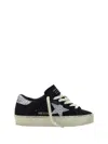 Golden Goose Hi Star Suede Sneakers With Glittered Star And Heel Tab In Black