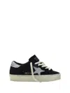 Golden Goose Hi Star Suede Sneakers With Glittered Star And Heel Tab In Black