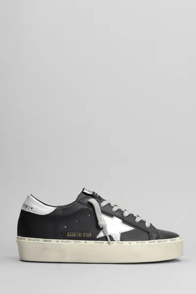 Golden Goose Hi Star Distressed Leather Sneakers In Black