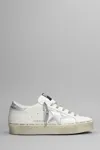 Golden Goose Hi Star Sneakers With Star And Heel Tab In Metallic Silver In White