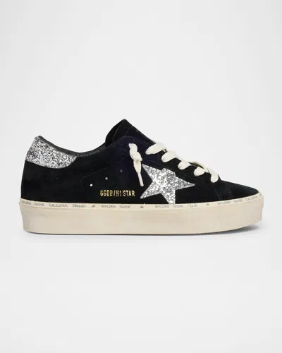 Golden Goose Hi Star Suede Glitter Low-top Sneakers In Blacksilver