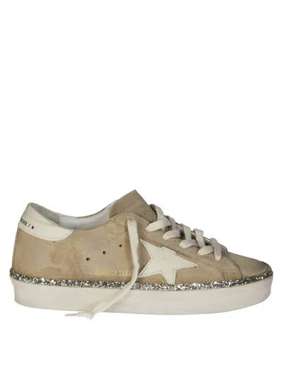 Golden Goose Hi Star Suede Sneakers With Glitter Edge In Neutral