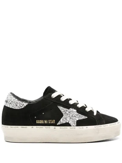 Golden Goose Hi Star Suede Sneakers With Glittered Star And Heel Tab Shoes In Multicolor