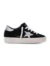 Golden Goose Hi Star Suede Sneakers With Glittered Star And Heel Tab Shoes In Black