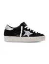 Golden Goose Hi Star Suede Sneakers With Glittered Star And Heel Tab Shoes In Black
