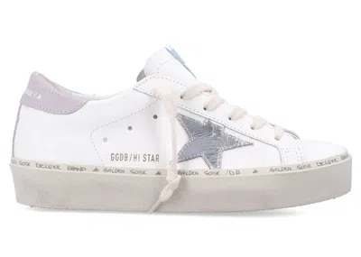 Pre-owned Golden Goose Hi Star (women's) Sneakers In White/silver/lilac