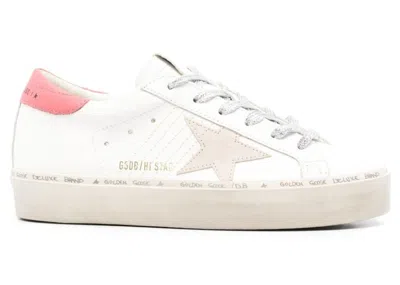 Pre-owned Golden Goose Hi Star (women's) Sneakers In White/taupe/mineral Red
