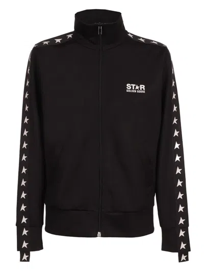 Golden Goose High-collar Sweatshirt With Star Detailing And Zipper In Black