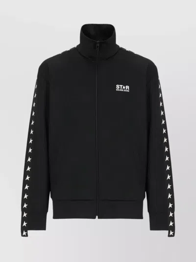 Golden Goose High Neck Logoed Sweatshirt In Blue