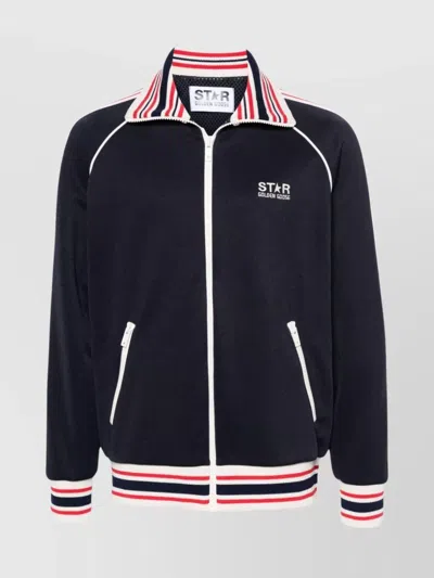 Golden Goose Star Raglan Tech Zip Track Jacket In Blue