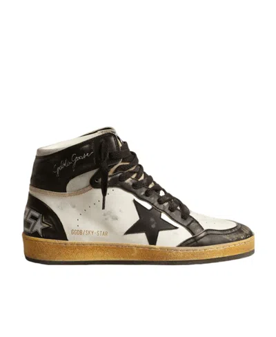 Golden Goose Sky Star Suede-trimmed Distressed Leather High-top Sneakers In White