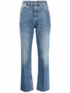 Golden Goose Women's Embroidered Patch Cropped Jeans In ブルー