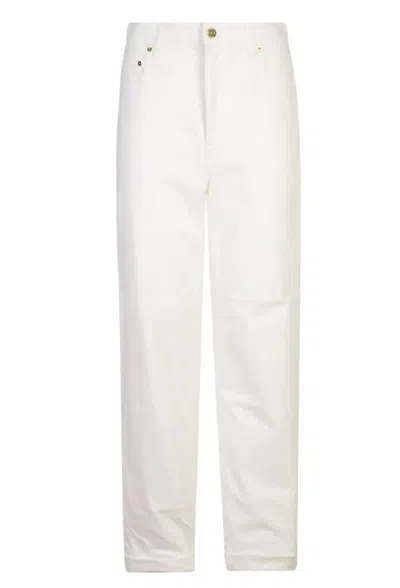 Golden Goose Straight Trousers With Belt Loops And Five-pocket Design In Beige