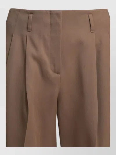 Golden Goose High Waist Tailored Pants Virgin Wool In Brown