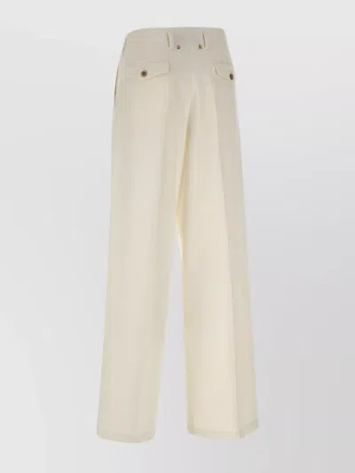 Golden Goose High Waist Wool Trousers With Wide Leg In White