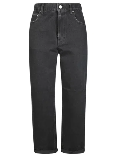 Golden Goose High-waisted Straight-leg Denim Pants With Vintage Wash In Black