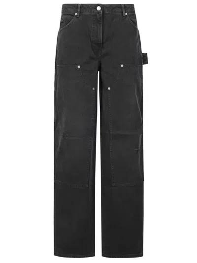 GOLDEN GOOSE HIGH-WAISTED WIDE-LEG COTTON PANTS WITH DISTRESSED DETAILING