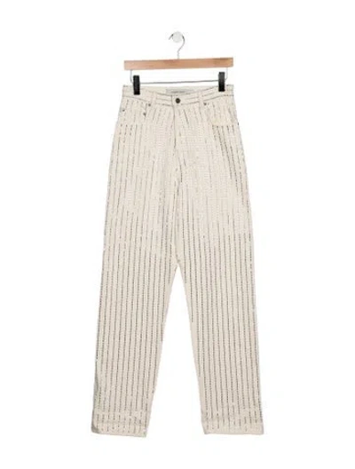 Pre-owned Golden Goose High-rise Straight Leg Jeans In White