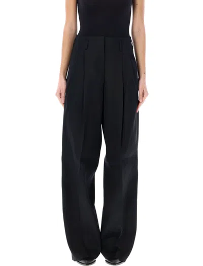 Golden Goose High-waist Pleated Wool Trousers In Black
