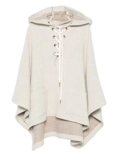 Golden Goose Hooded Lace-up Poncho In Gray