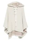 Golden Goose Hooded Lace-up Poncho In Neutral