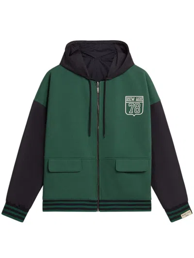 GOLDEN GOOSE GOLDEN GOOSE HOODED ZIP-UP SWEATSHIRT WITH CONTRASTING SLEEVES