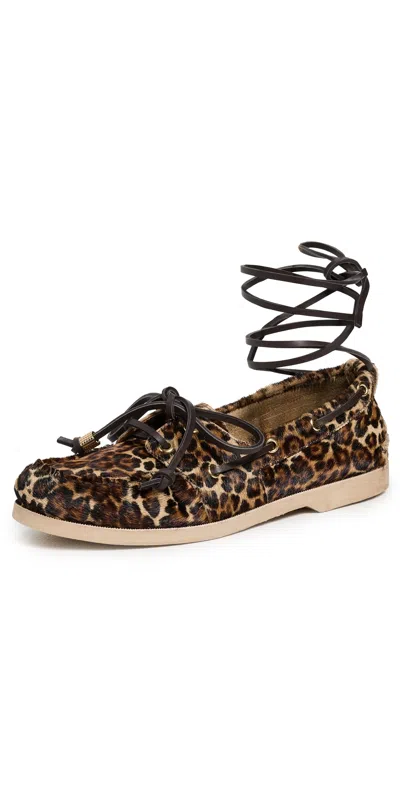 Golden Goose Leopard Print Boat Moccasin Accessories In Brown