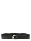 Golden Goose Woven Design Belt Silver Buckle In Black