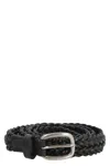 Golden Goose Houston Woven Leather Belt In Black