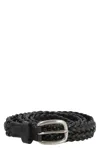 Golden Goose Houston Woven Leather Belt In Black