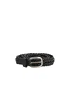 Golden Goose Houston Woven Leather Belt In Black