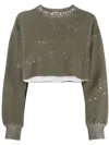 Golden Goose Bleached-effect Cropped Sweatshirt In Verde