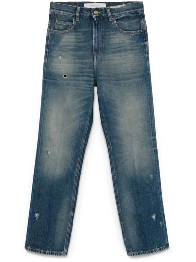 Golden Goose Indigo Cotton Journey Jeans With Worn Effect For Women In Blue