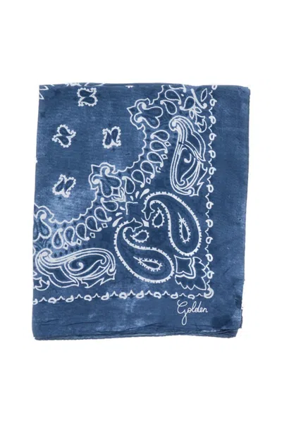 Golden Goose Intricate Paisley Print Silk Scarf In Blue