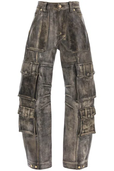 Golden Goose Irin Cargo Pants In Vintage Effect Nappa Leather In Gray