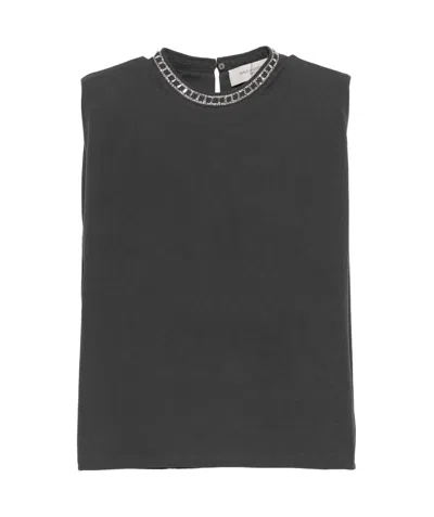 GOLDEN GOOSE GOLDEN GOOSE DELUXE BRAND EMBELLISHED NECK SLEEVELESS TOP