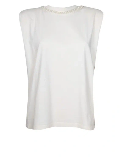 GOLDEN GOOSE ISABEL T-SHIRT IN COTTON WITH APPLIED PEARLS