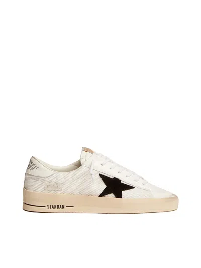 Pre-owned Golden Goose Italian Leather Stardan Upper Shiny Mens White Distressed Sneakers