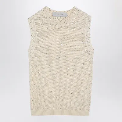 GOLDEN GOOSE GOLDEN GOOSE IVORY COTTON BLEND KNIT WAISTCOAT