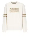 Golden Goose Ivory Cotton Sweatshirt With Contrasting Logo In White