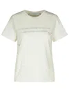 Golden Goose Women's Aged White Cotton T-shirt With Print And Embroidery In Ivory