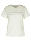 Golden Goose Women's Aged White Cotton T-shirt With Print And Embroidery In Beige