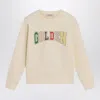 Golden Goose Ivory Crewneck Sweatshirt With Logo In Neutral